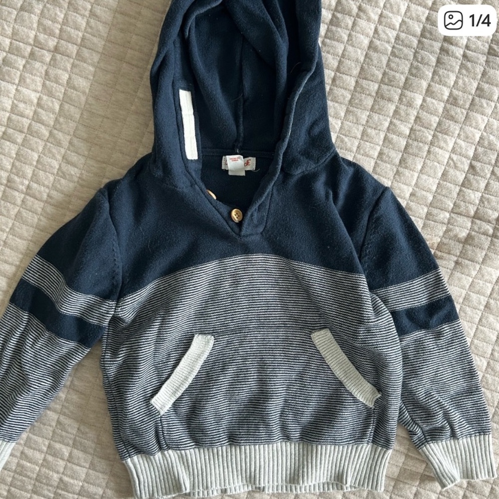Cat & Jack Navy and Gray Striped Hoodie Sweater 3T